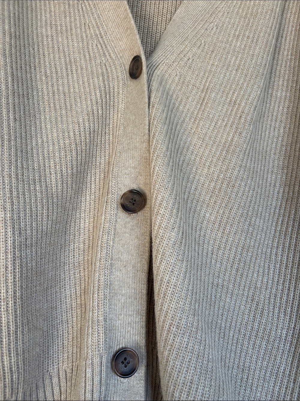 J. Crew Beige Ribbed V-Neck Button-Front Cardigan Size Medium - Picture 9 of 11